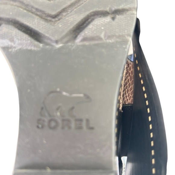 Sorel After Hours Sandal Comfy Strappy Wedge in Black White Grey Leather Size 9 - Picture 8 of 14